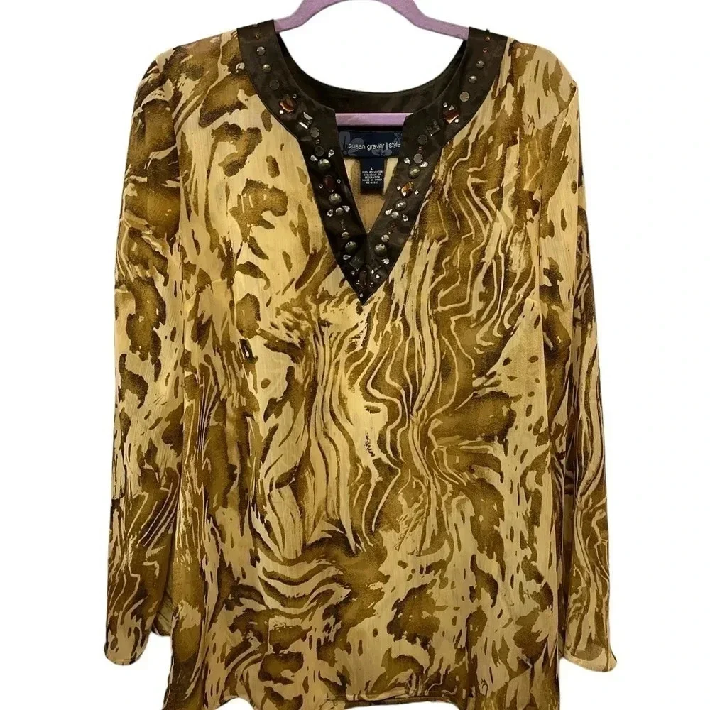 Susan Graver Sheer Blouse NWOT Large - Picture 6 of 9